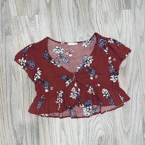 LA Hearts Mauve Crop Shirt SZ XS